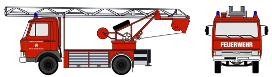 Loewe 4123 - H0 - Iveco Magirus Zeta  90M5 - DL18 Feuerwehr Burghausen Facelift